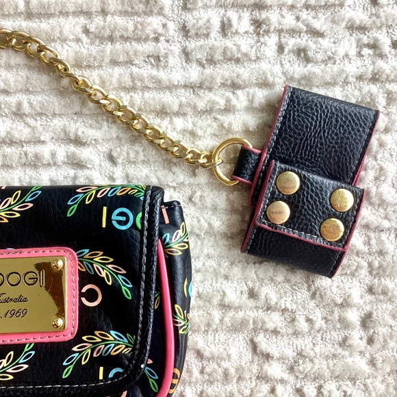 Coogi Mini Bag Chain Wrist Cuff Clutch Vintage Australia Rainbow Logo Black Pink - Picture 4 of 14